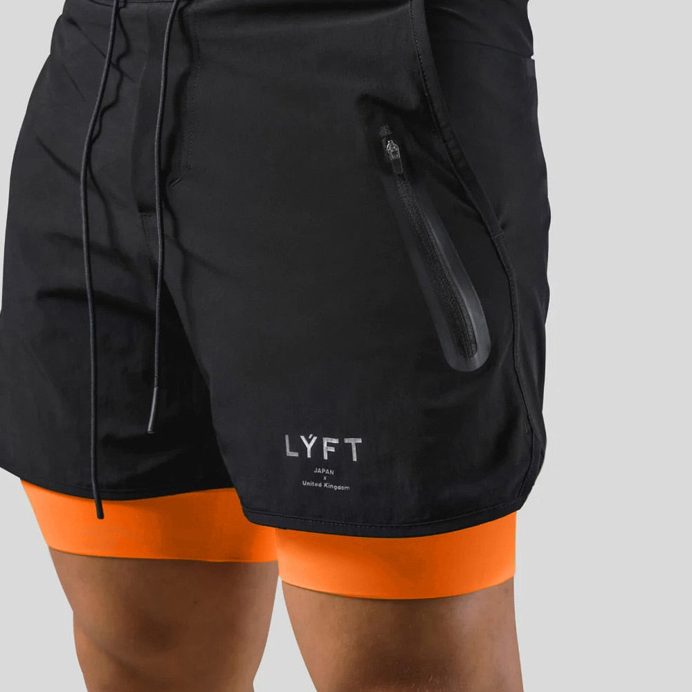 Levoire | 2 En 1 Pantalons De Sport Idéal Pour Chaque Entraînement Noir et orange avec logo