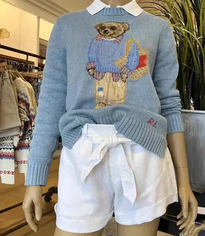 Levoire | Pull Avec Ours Bleu