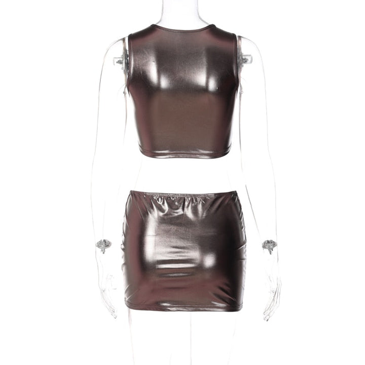 Levoire | Metallic Tops & Mini Skirt Set