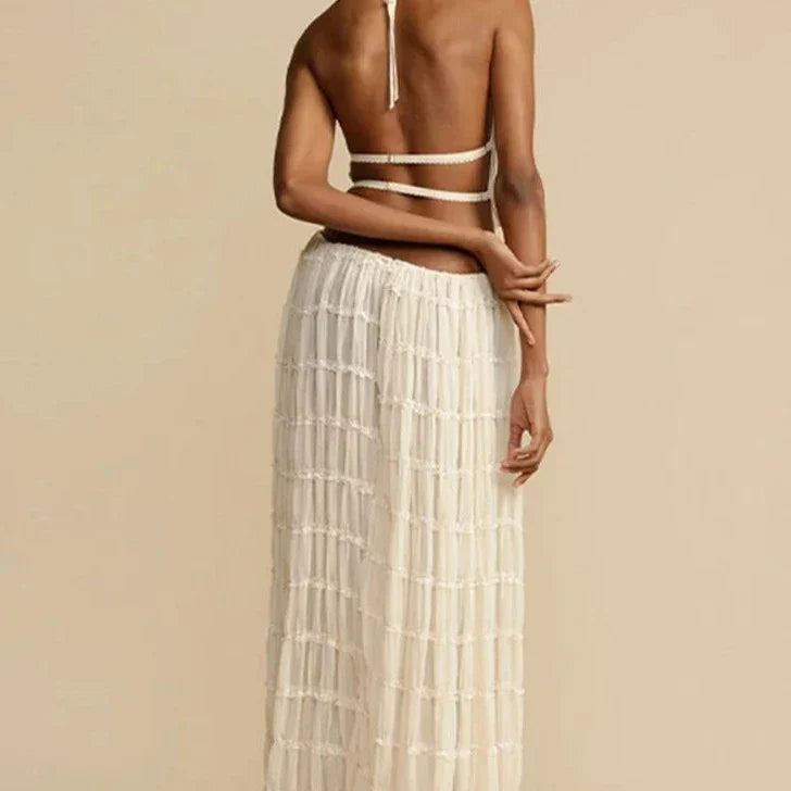 Levoire | Haut Court Plissé Co Ord Jupe Longue À Halter Set