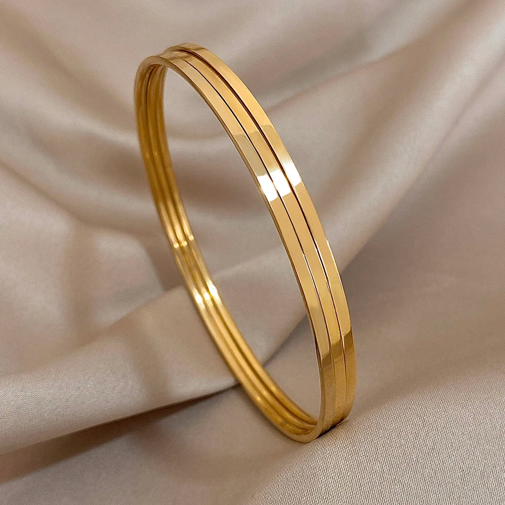 Levoire | 3X Bracelets Dorés À L'Or 18K or mince