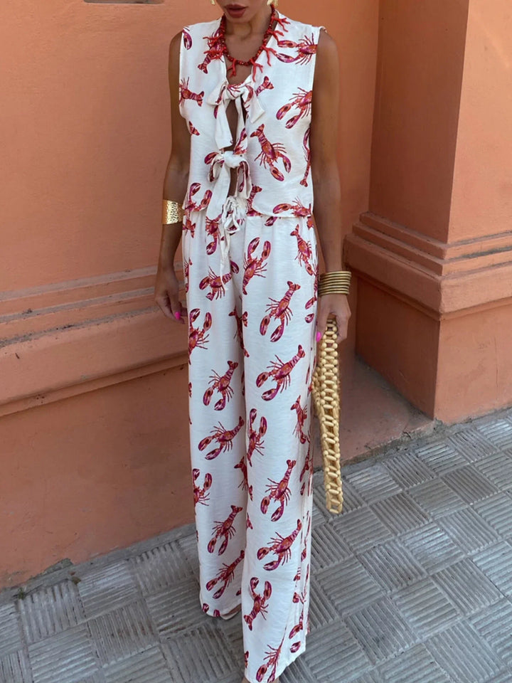 Levoire | Haut Et Pantalon À Motifs Marins Blanc