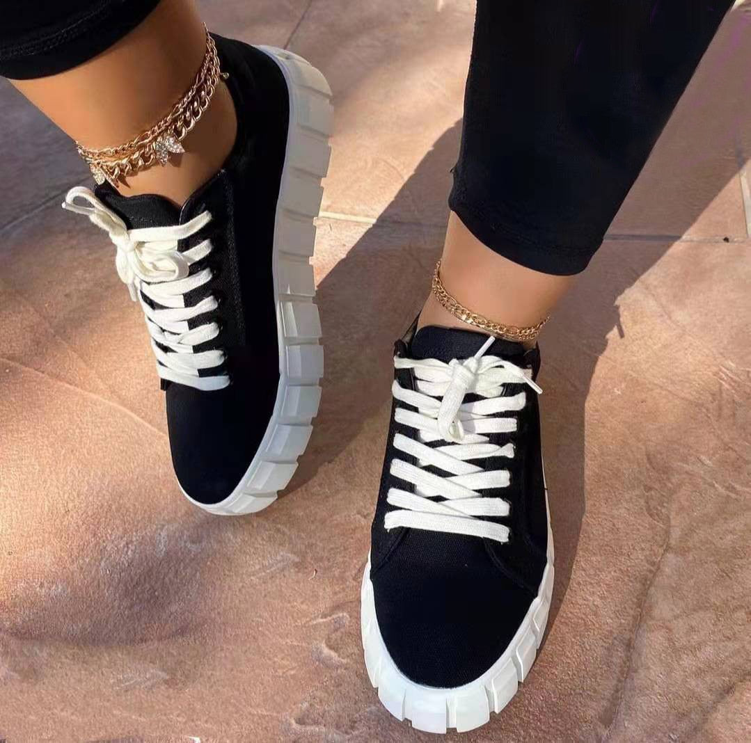 Levoire | Chaussures À Lacets Pour Dames Noir et blanc