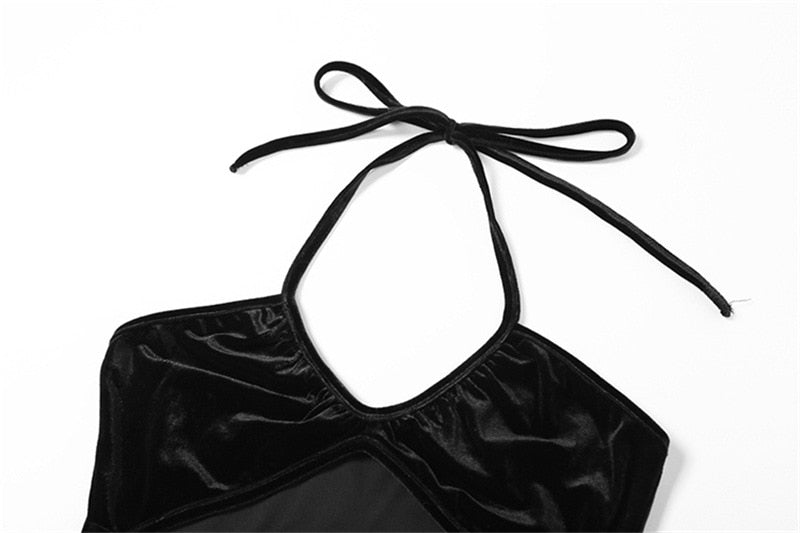 Levoire | Choker En Velours Halter Collier Nouer Mini Robe