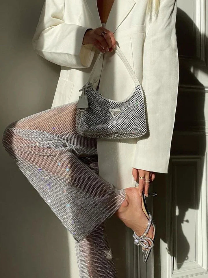 Levoire | Pantalons Diamant Cristal Scintillant blanc
