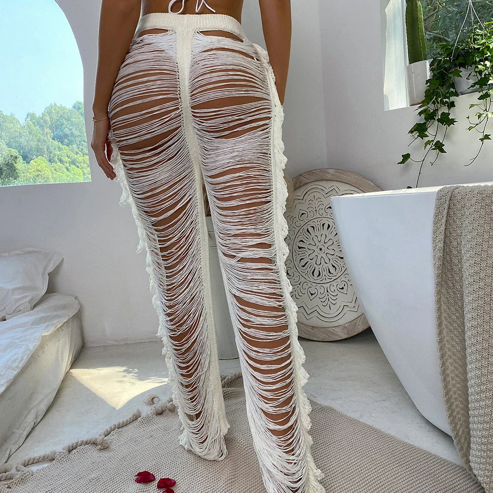 Levoire | Pantalon De Plage En Tricot Blanc