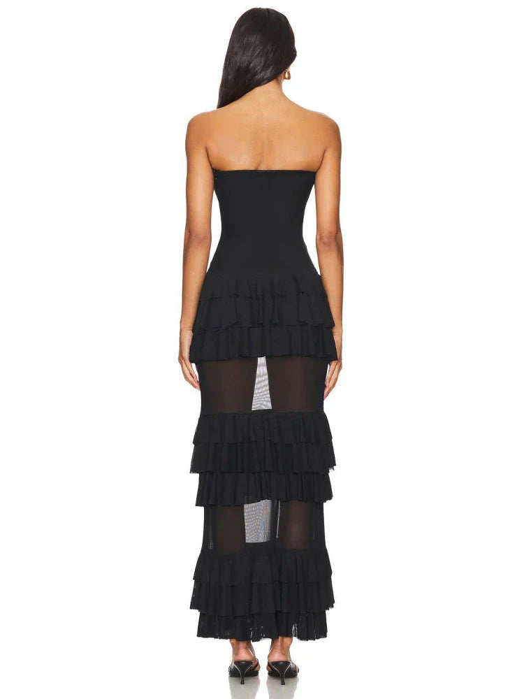 Levoire | Robe Longue Sexy Sans Bretelles Rü Schenschichtungen Patchwork