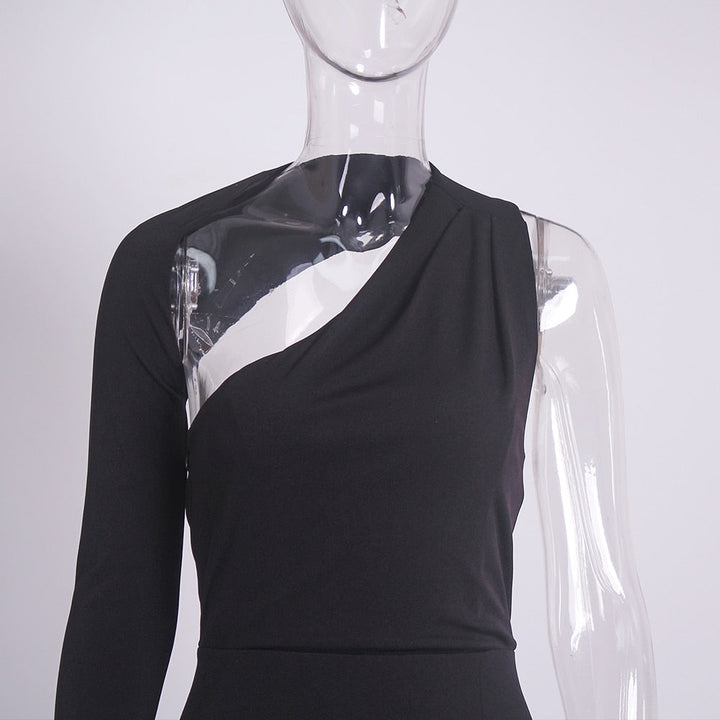 Levoire | Noir Hohlene Simple Manches Longues Robe Longue Parti