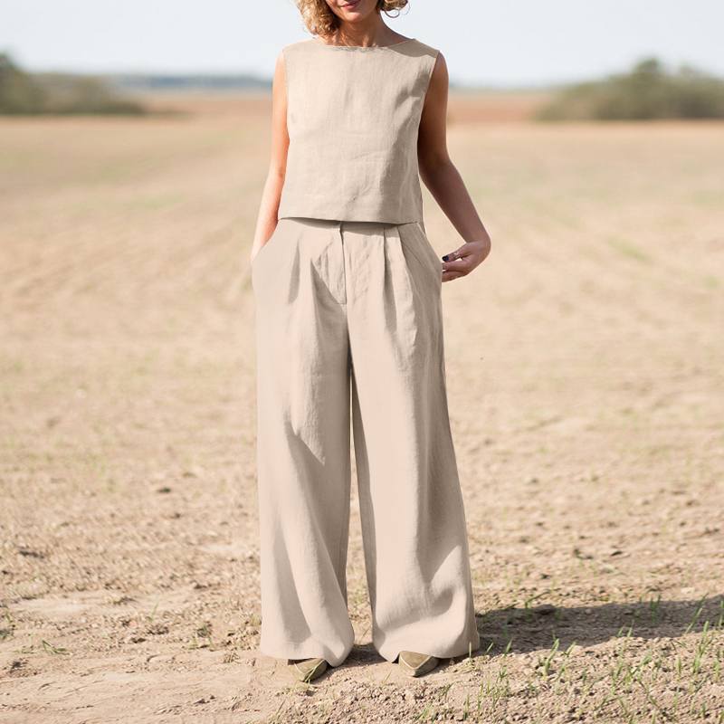 Levoire | Ensemble À Manches Courtes Plus Grand Pour Femmes Beige