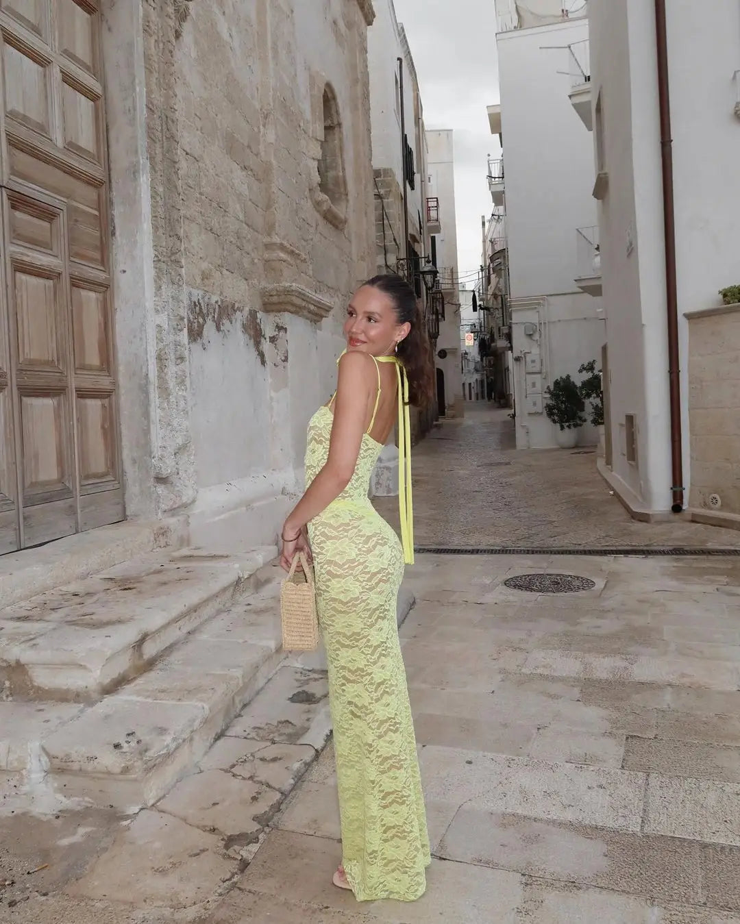 Levoire | Robes Maxi Transparentes Spitz À Épaules Dénudées