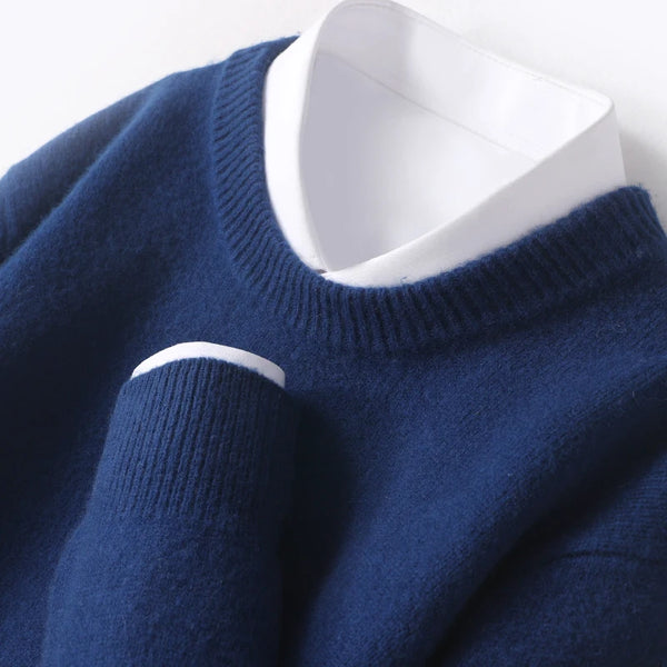Levoire | Pull Homme Avec Un Design De Col Double Contemporain, Idéal Pour Les Occasions Décontractées Et Formelles Bleu Fonce