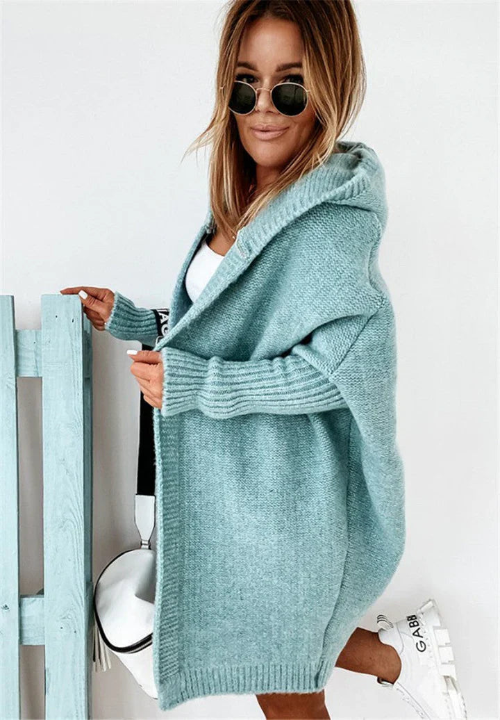 Levoire | Gilet Tricoté Super Doux Avec Poches Et Capuche Pour Femmes Vert turquoise