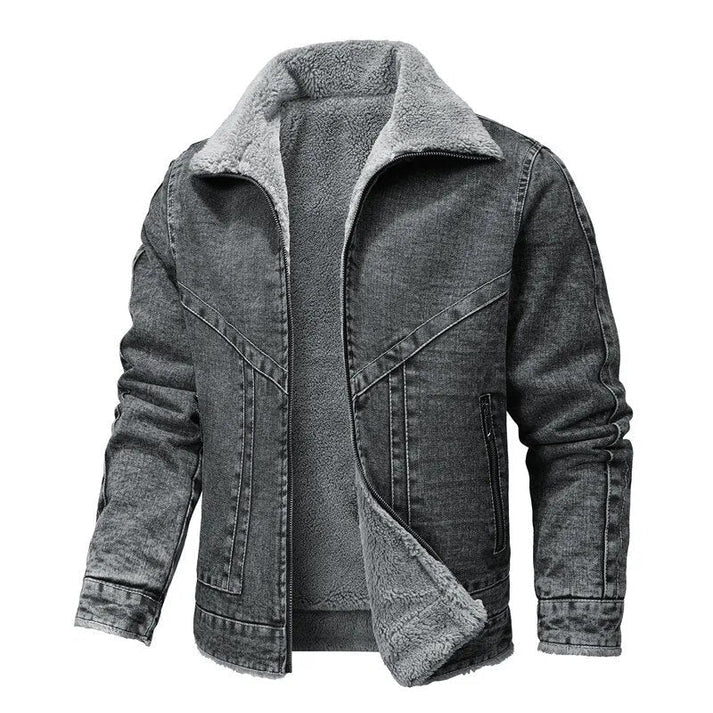 Levoire | Veste En Jean Zippée Doublée En Fleece À Manches Longues Gris