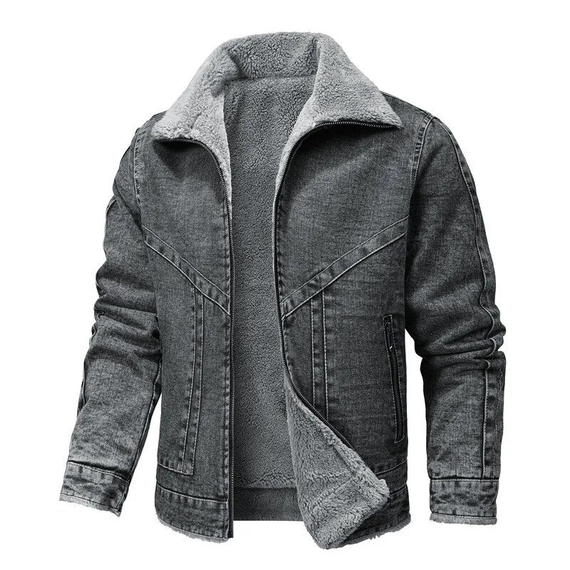 Levoire | Veste En Denim Ample Avec Zip Et Poches Gris