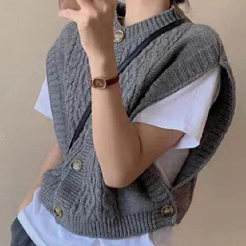 Levoire | Cardigan Sans Manches Pour Femme - Chaud Gris