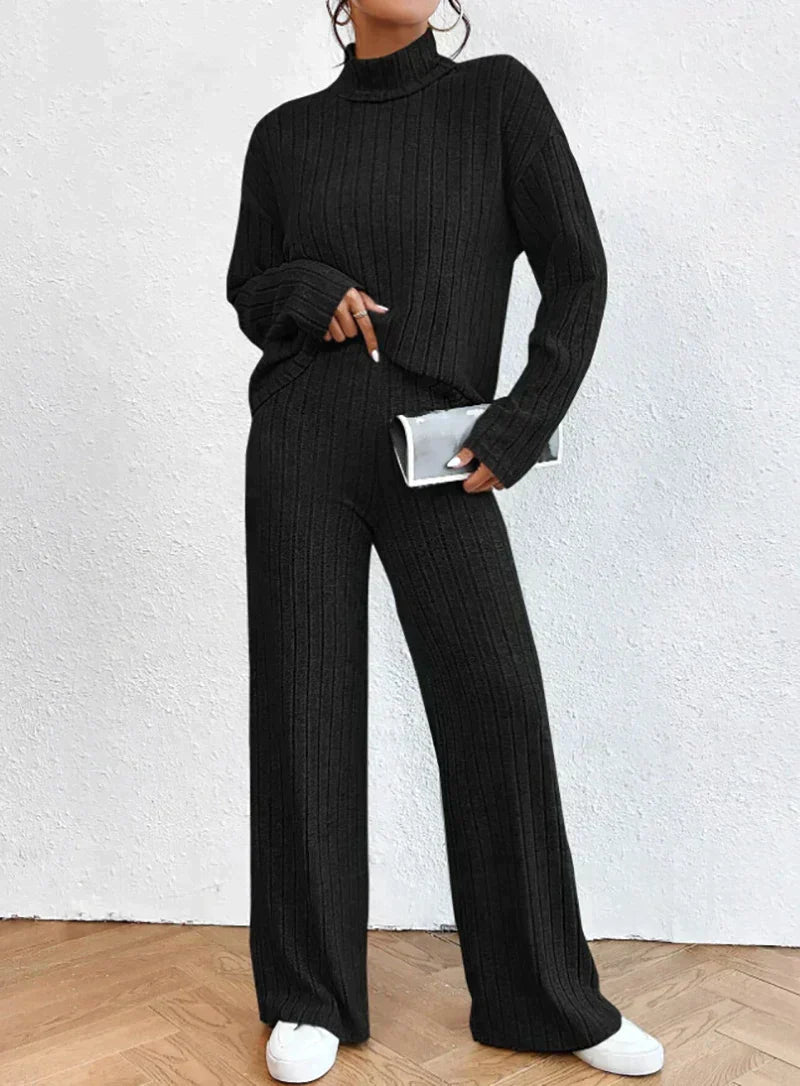Levoire | Pull Col Montant Manches Longues Pantalon Noir