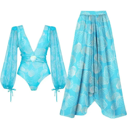 Levoire | Maillot De Bain À Manches Longues Avec Jupe Pour Un Look De Plage Élégant