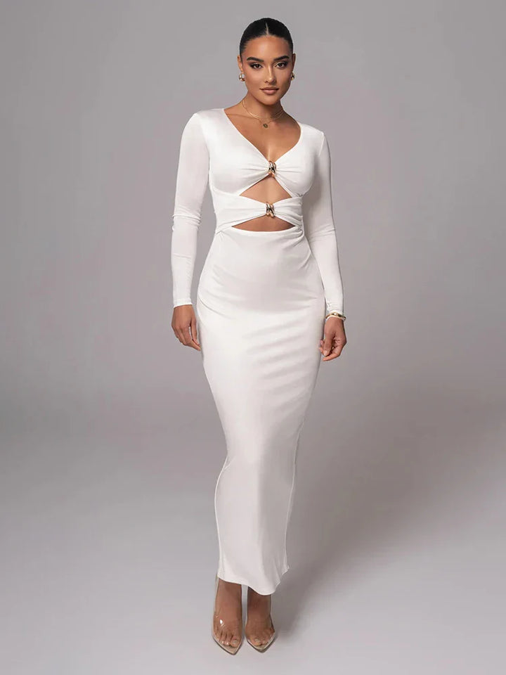 Levoire | Robe Longue Elégante Avec Une Coupe Moulante Sexy Blanc