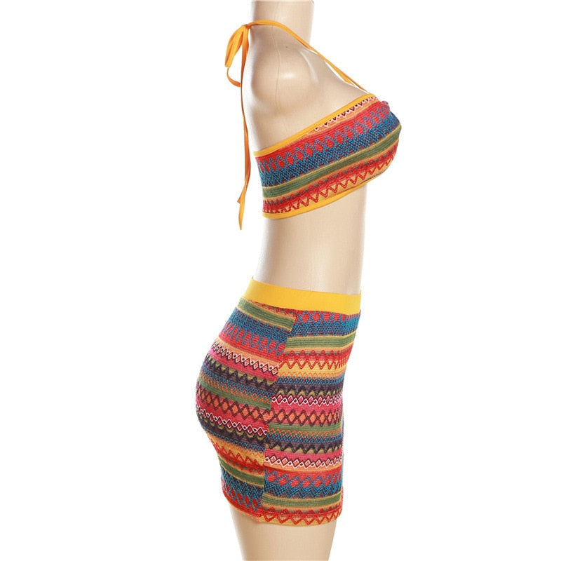 Levoire | Haut Crop Creux & Mini Jupe Deux Ensembles