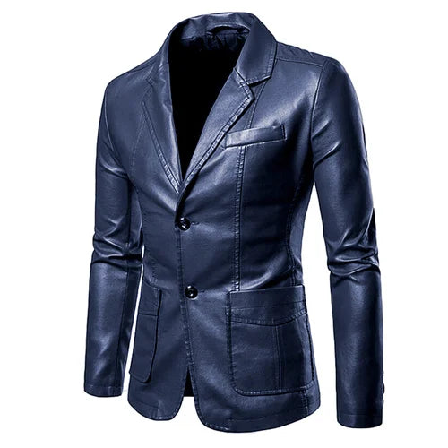 Levoire | Veste Mi-Longue Décontractée Pour Hommes Avec Col Bleu foncé