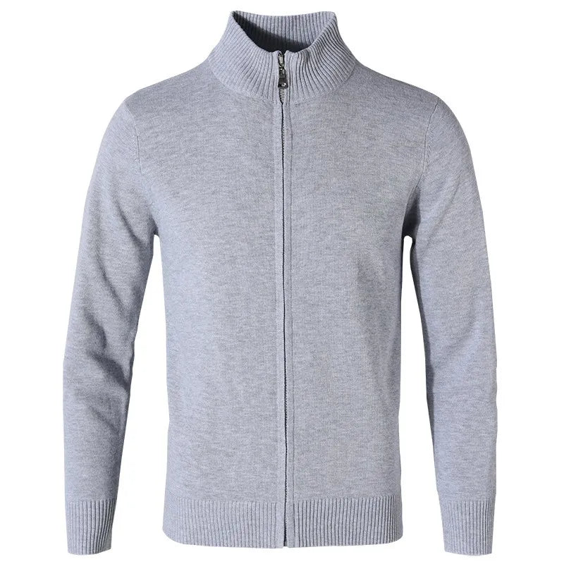 Levoire | Veste En Tricot Décontractée Pour Hommes Avec Fermeture Éclair Et Col Gris