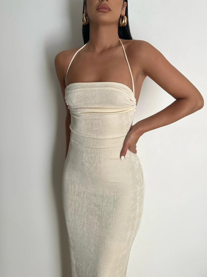 Levoire | Robe Décolleté Dans Le Dos Faites Une Magnifique Entrée Et Départ Beige
