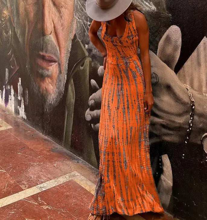 Levoire | Sexy Sans Manches, Dos Ouvert Croisé Mode Bohémienne Orange