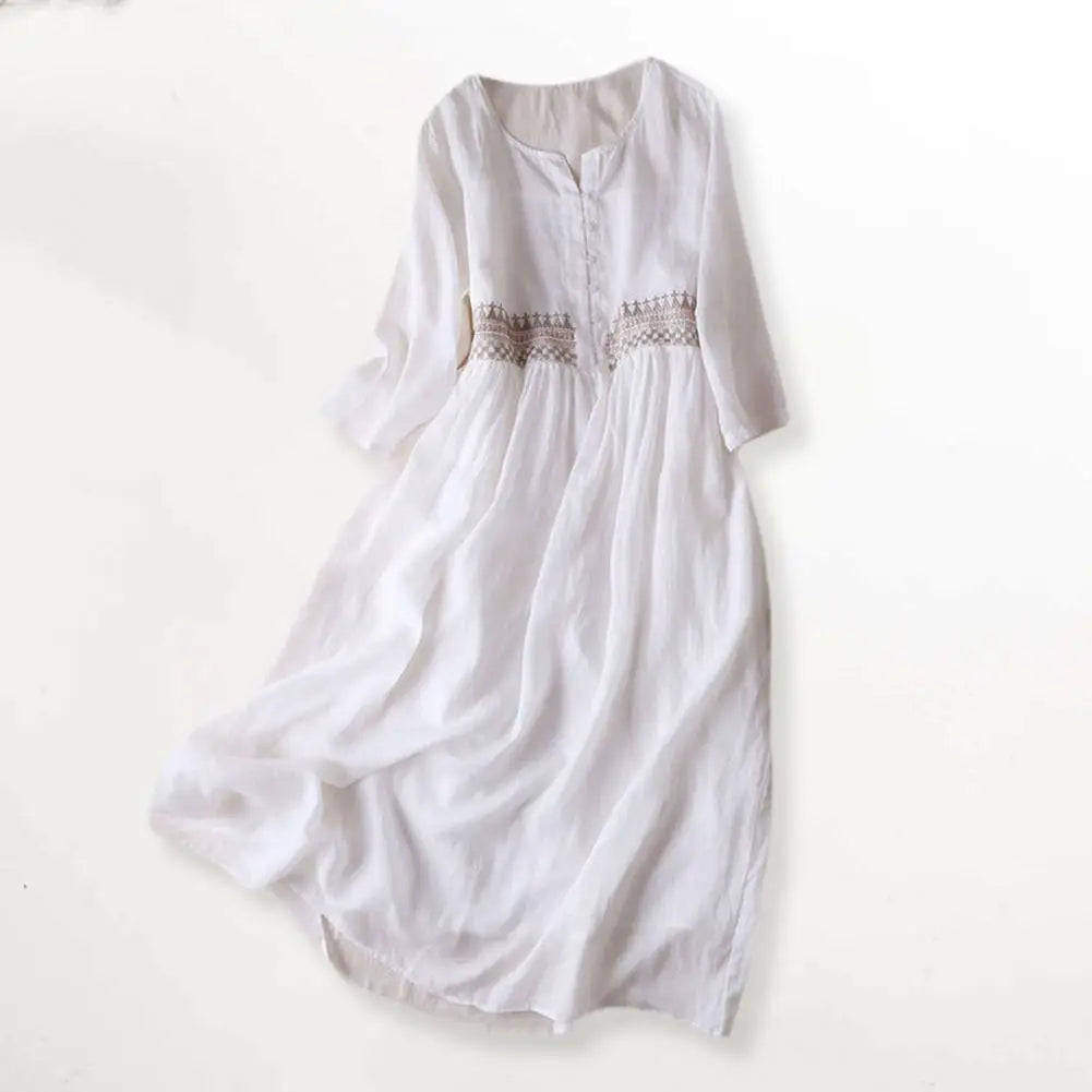 Levoire | Style ethnique robe midi brodée pour femme