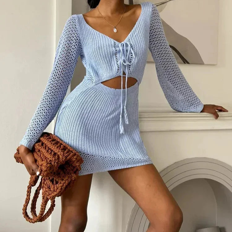 Levoire | Robe De Plage En Crochet Bleu