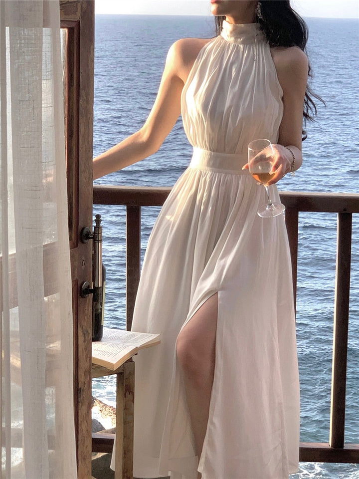 Levoire | Robe Midi En Chiffon Décolletée Blanc