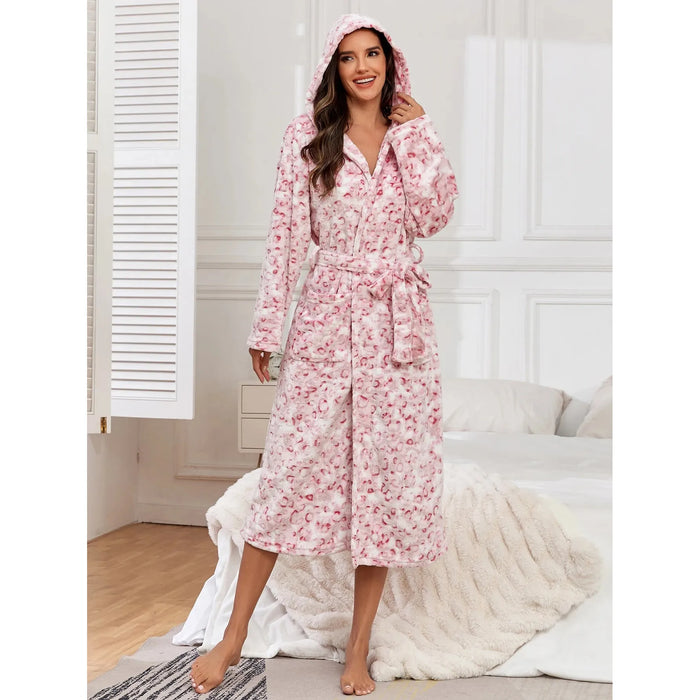 Levoire | Serviette Capuche Manches Longues Motif Léopard Rosa