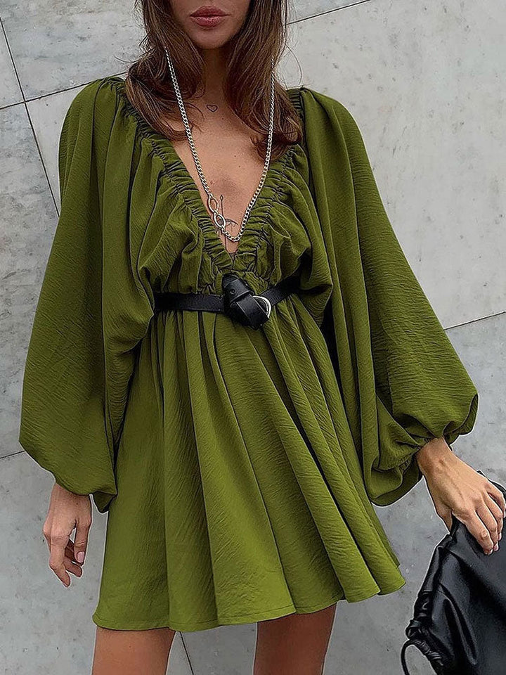 Levoire | Robe D'Été Élégante À Manches Longues Vert olive