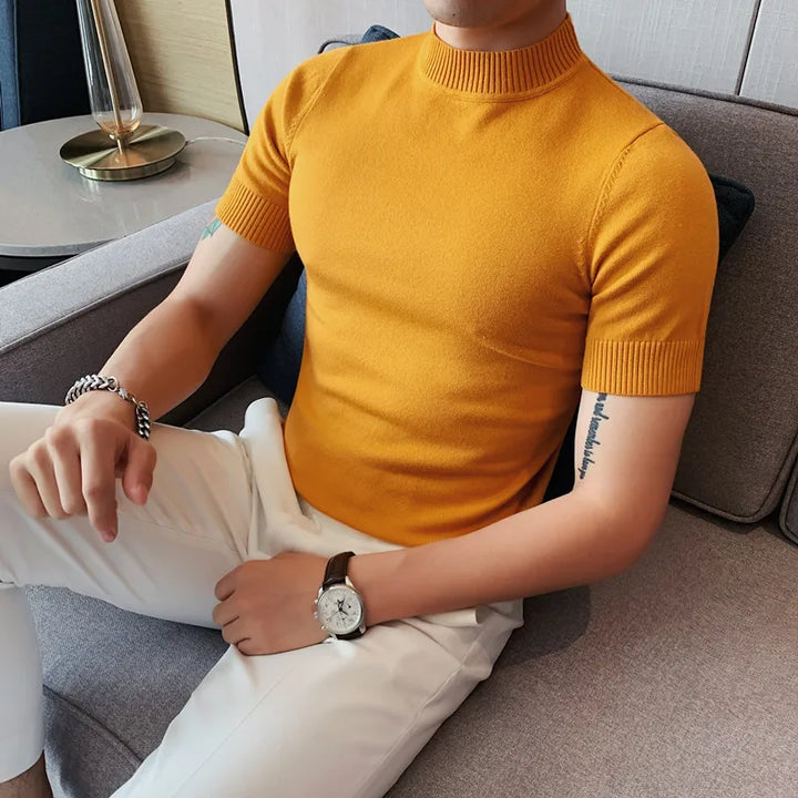 Levoire | Pull Homme Doux À Manches Courtes Jaune