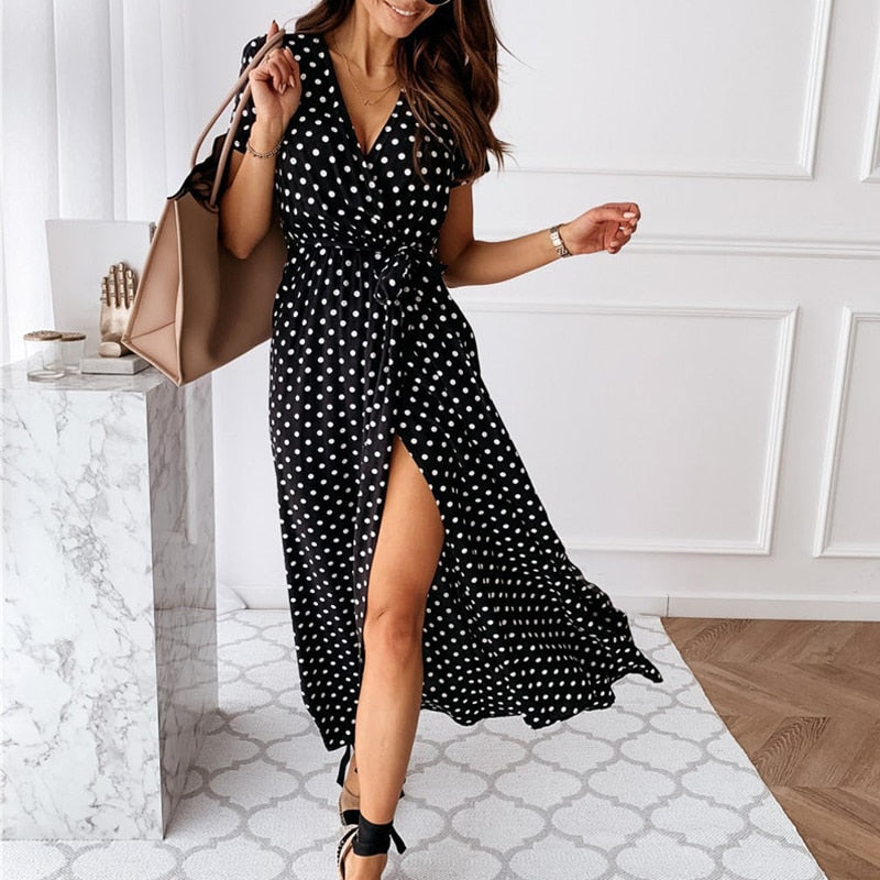 Levoire | Robe Avec Fente Et Décolleté En V Noir