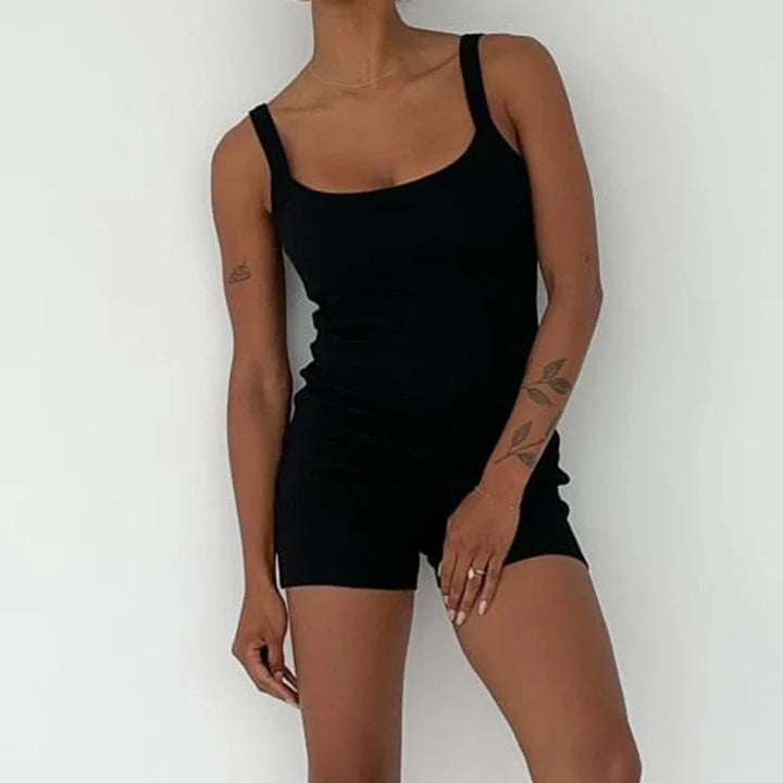 Levoire | Un Pyjama En Coton Divisé Avec Des Bretelles Noir