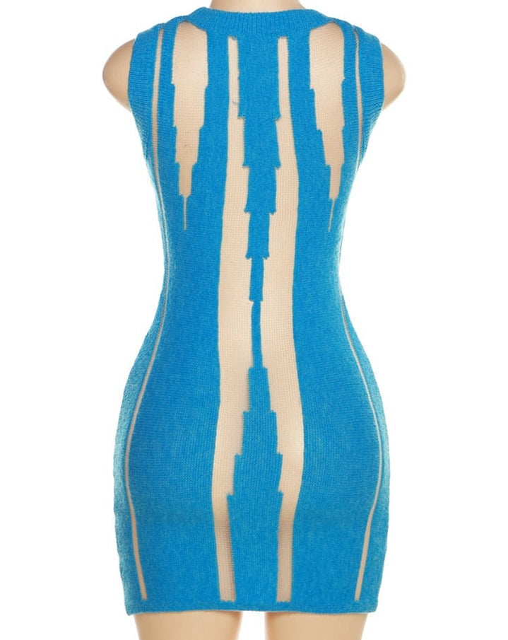 Levoire | Robe Midi Tricotée À Manches Transparentes Et Fendue