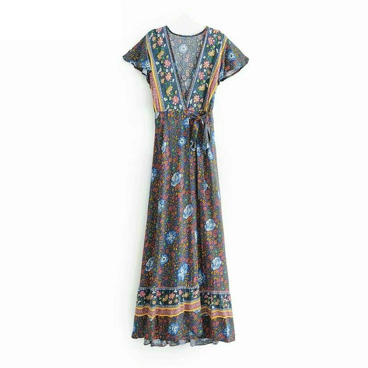 Levoire | Robe Portefeuille Fleurie Bohème