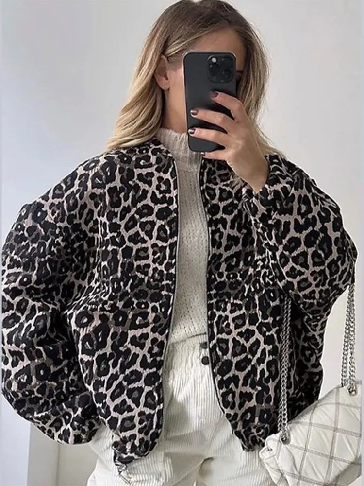 Levoire | Veste Rétro À Manches Longues Léopard Imprimé Leopardi