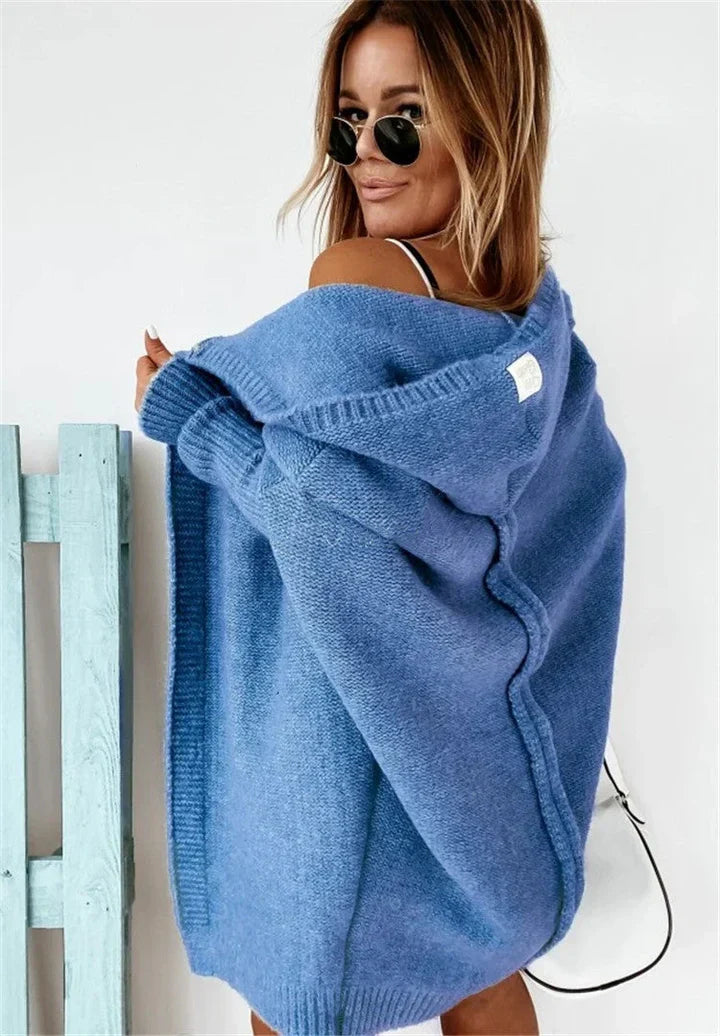 Levoire | Gilet Tricoté Super Doux Avec Poches Et Capuche Pour Femmes