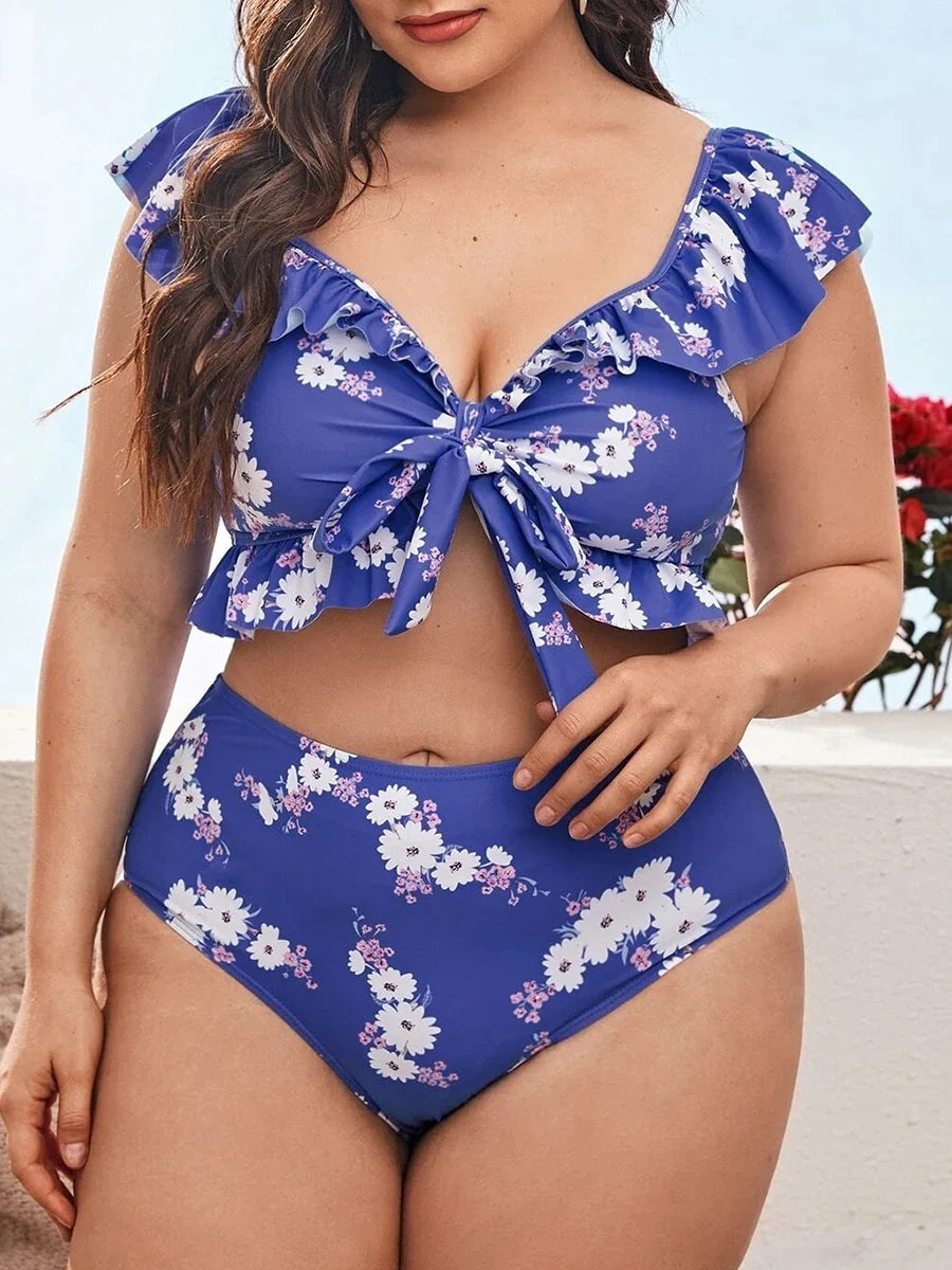 Levoire | Bikini Volant Grande Taille Bleu