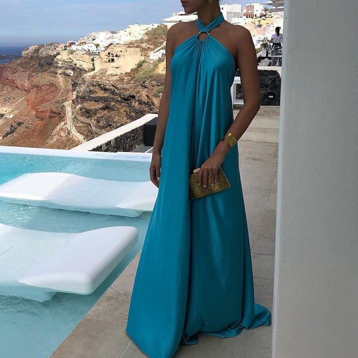 Levoire | Dos Nu | Robes Maxi Lâches À Tube Halter Bleu