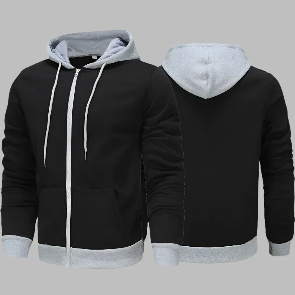 Levoire | Sweat À Capuche Pour Hommes Confortable Avec Fermeture Éclair Pour Le Quotidien Noir-2