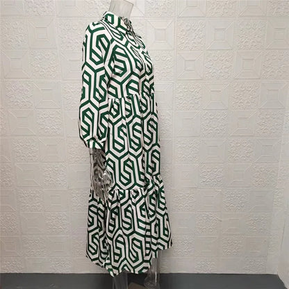 Levoire | Femme Robe à manches longues à motifs géométriques