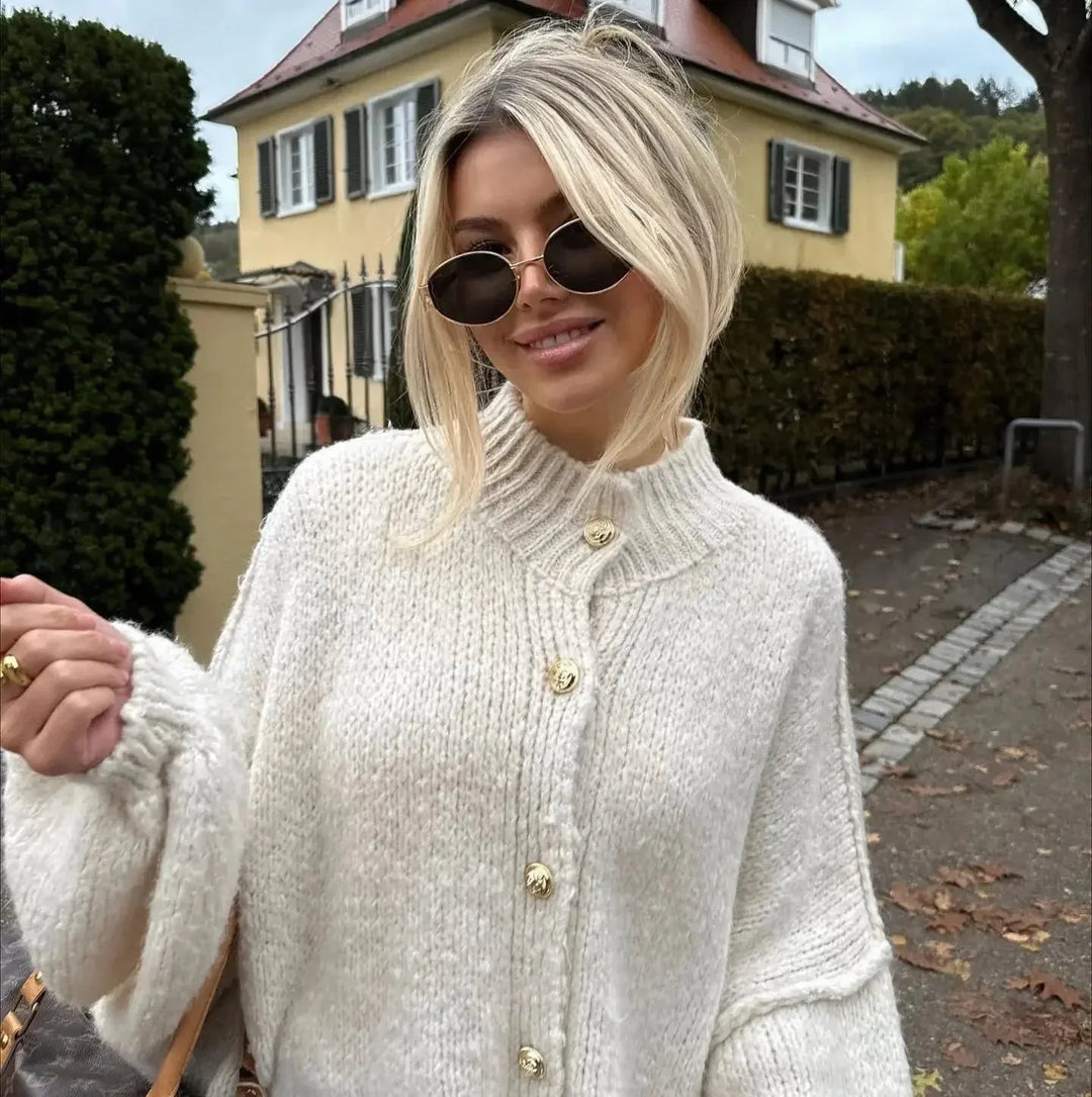 Levoire | Grande Taille Veste En Tricot Blanc-beige