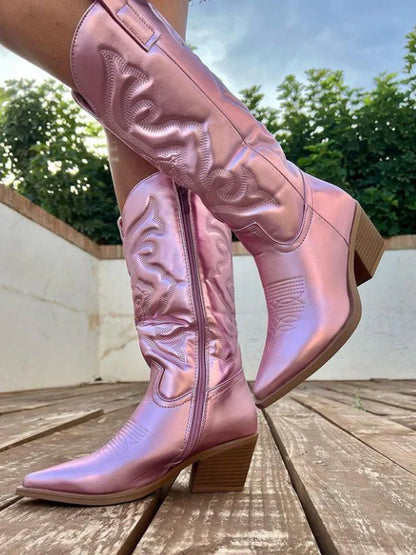 Levoire | Bottes Western Cowboys Métalliques Pour Femmes Rosa