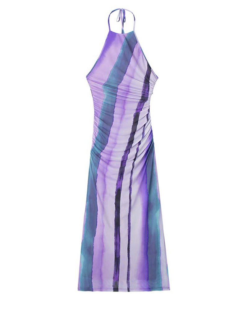 Levoire | Long Striped Tulle Strap Dress