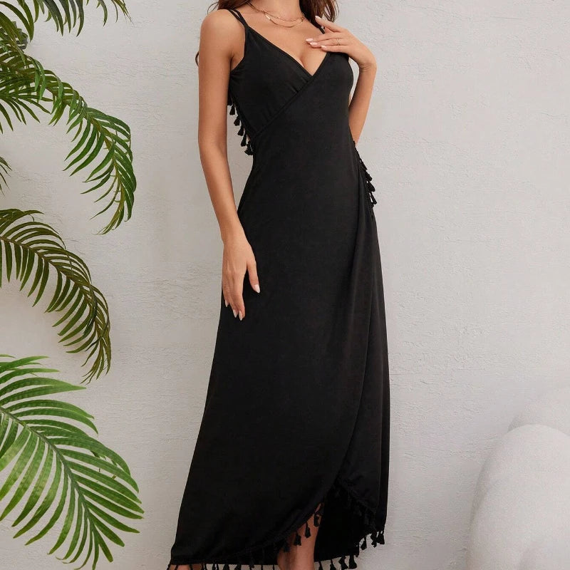 Levoire | Robe D'Été Dos Nu Avec Fente Noir