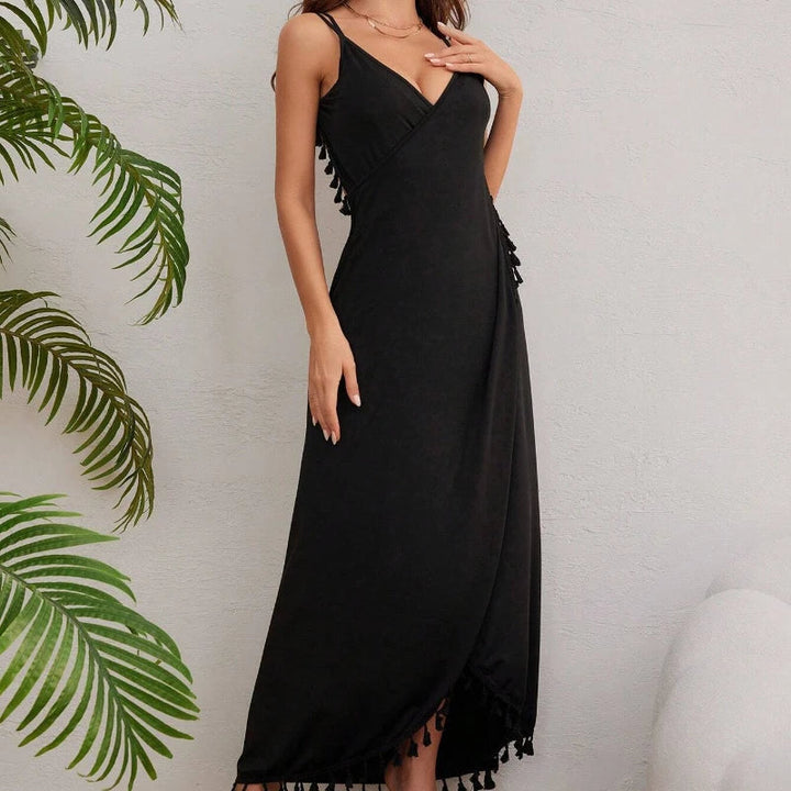 Levoire | Robe D'Été Dos Nu Avec Fente Noir