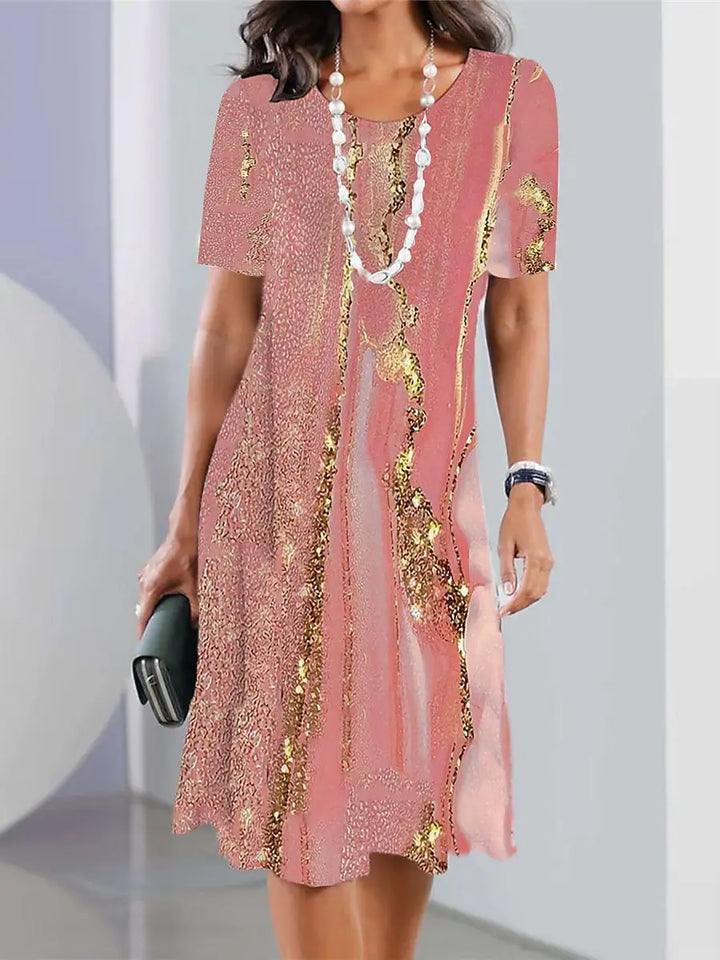 Levoire | Robe Midi A-Line À Motif Abstrait Rosa