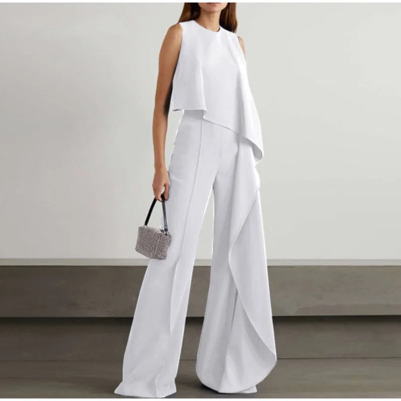 Levoire | Ensemble Sans Manches Pantalon Ample Femme Blanc